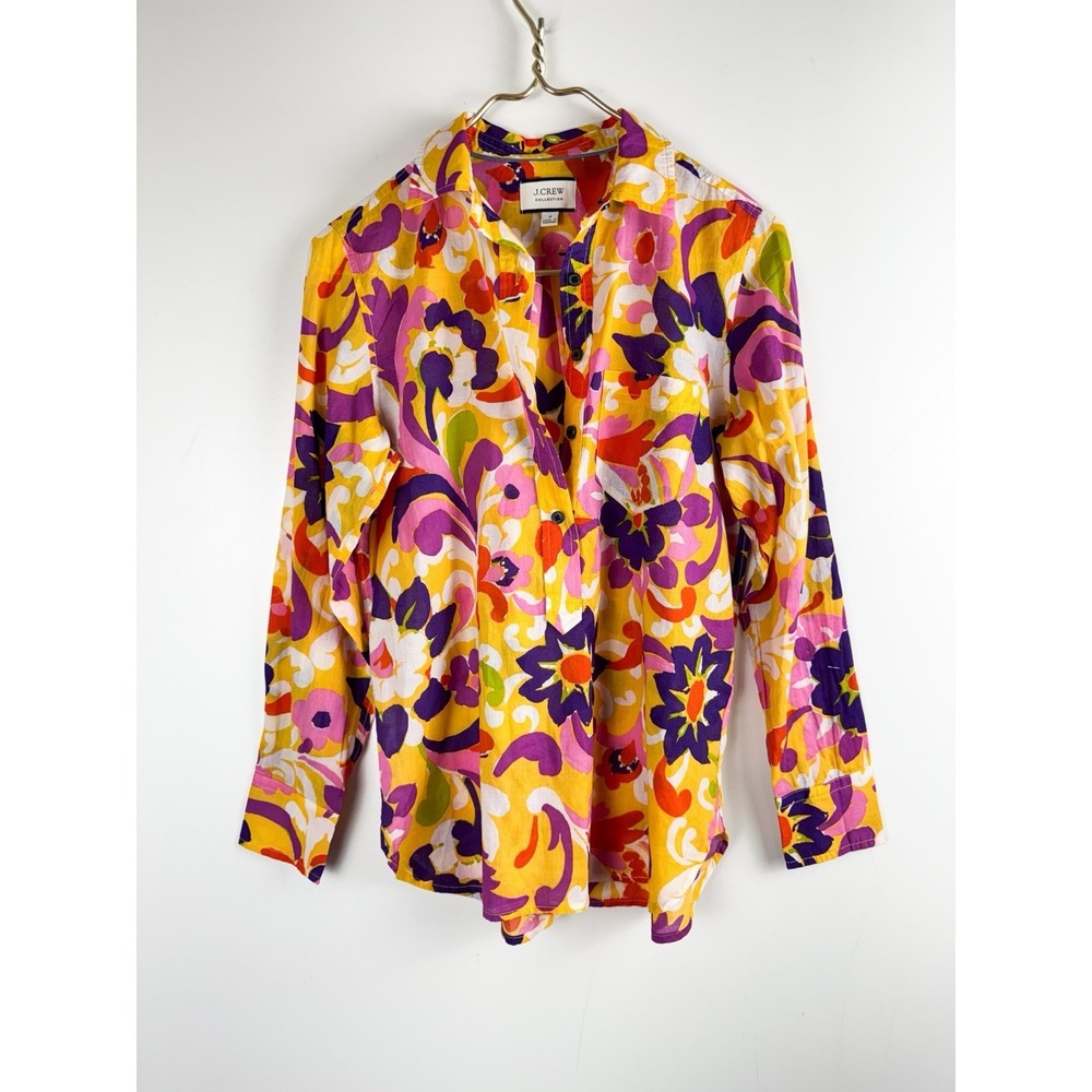 J Crew Collection Size 4 Classic-fit popover Ratti Curly Floral top Preppy